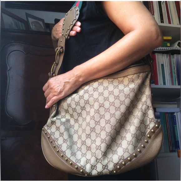 2005 Gucci Pelham Monogram Canvas/Leather/Sherry Web Strap LARGE Pelham Bag - Picture 4 of 14